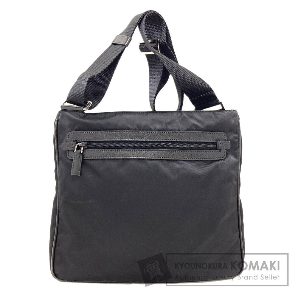 Prada black shoulder bag convenient front zip pocket web